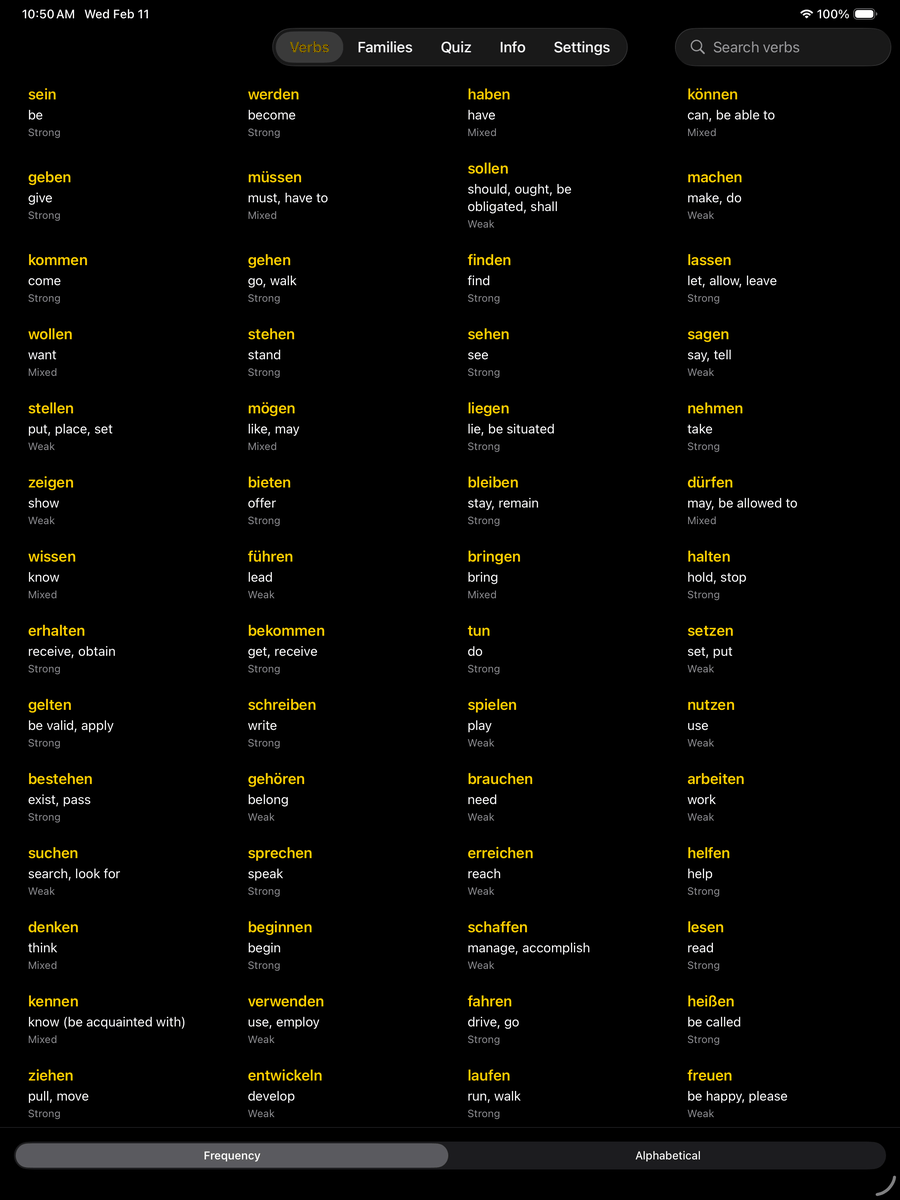 Verb browser — before