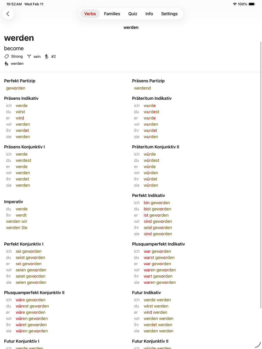 Verb conjugation — before