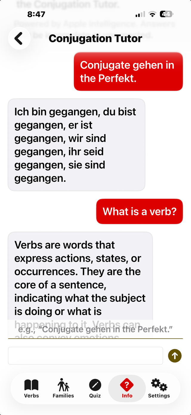 Conjugation Tutor — before