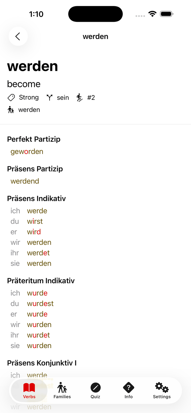 Verb conjugation — before