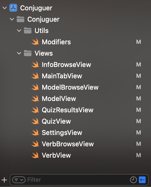 Xcode Project Navigator Showing All Modified Files Xcode Project Navigator Showing All Modified Files