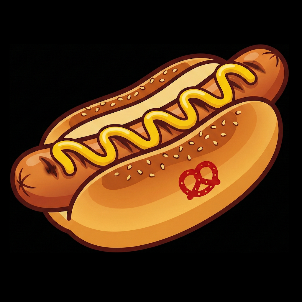 The Konjugieren app icon: a bratwurst on a white background